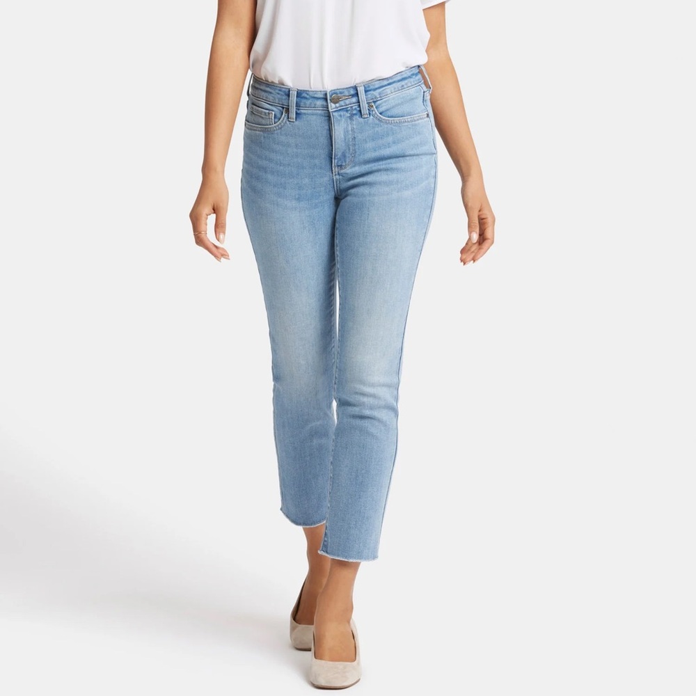 NYDJ Sheri Ankle Jeans Size 4 Light Wash Lift Tuck Raw Hem